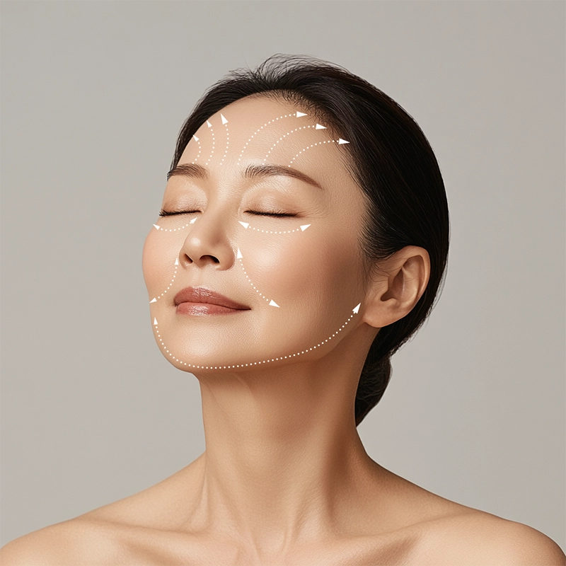 Image showing which are facelift and filler procedure areas.